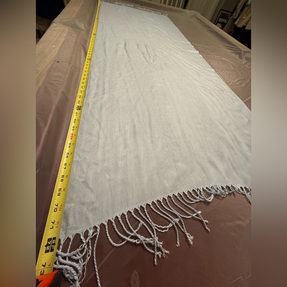 Pashmina Light Blue/Grey Scarf/Shawl Wrap w/ Fringe Ends MSRP $128 - Picture 4 of 4